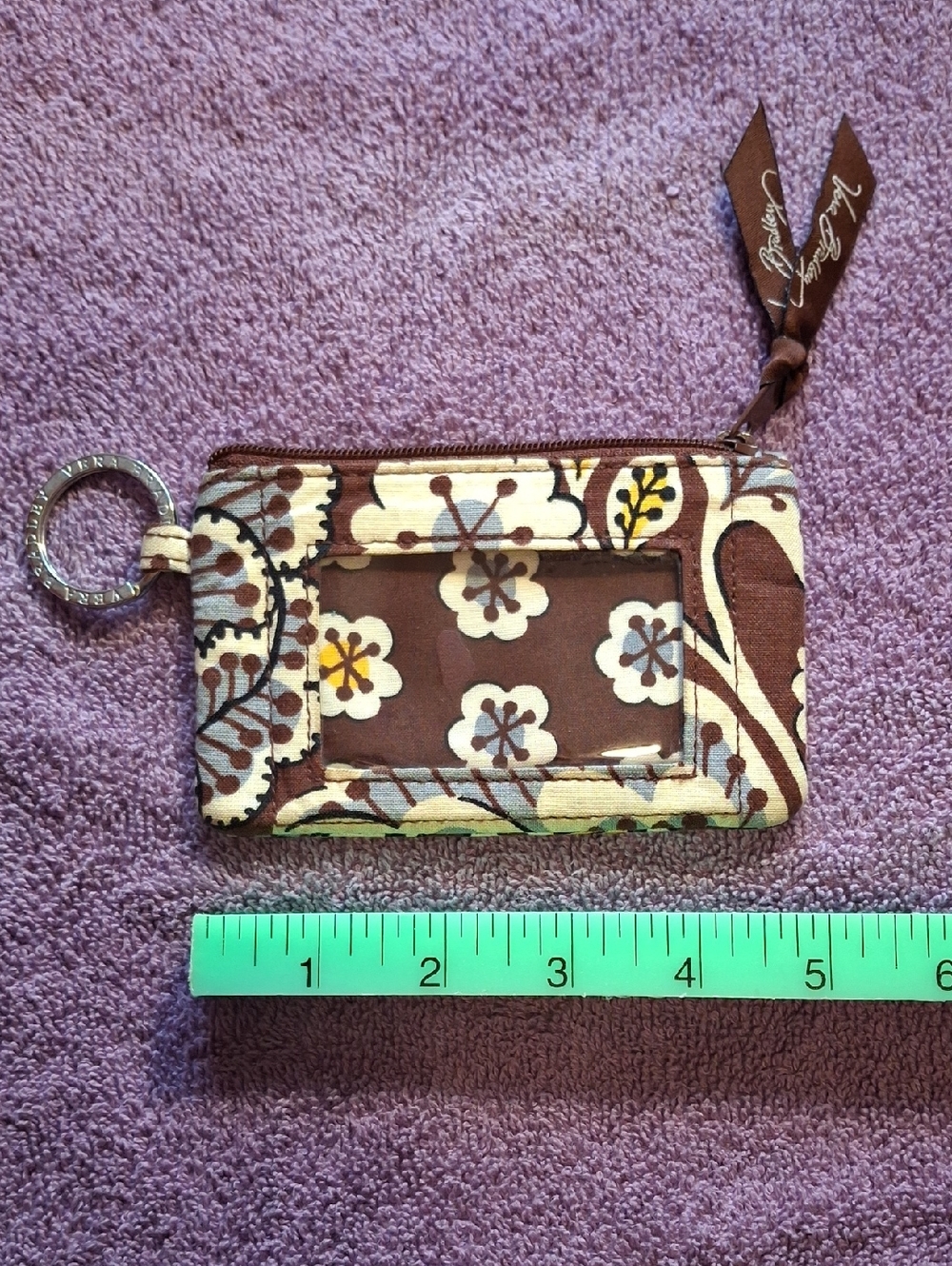 Vera Bradley "Slate Bloom" Floral ID Wallet with Keyring